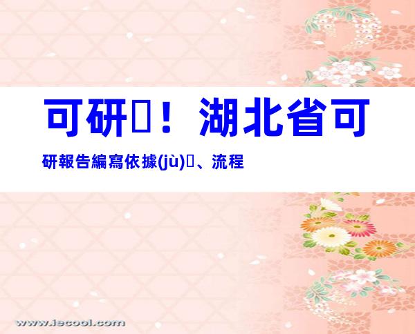 可研！湖北省可研報告編寫依據(jù)、流程